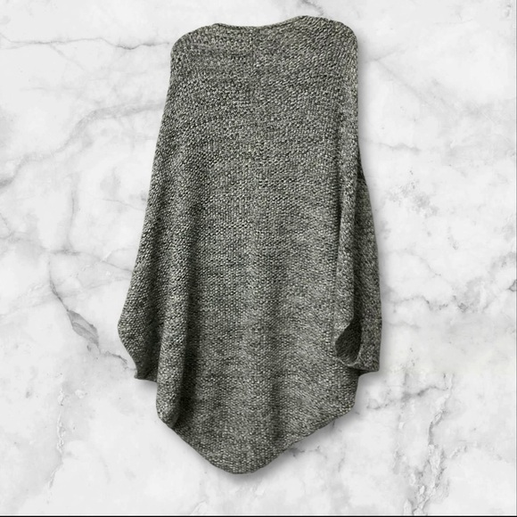 OBOE Sweater Cocoon Open Front SZ M/L Black White Gray Chunky Oversize Boho Knit - Picture 4 of 9